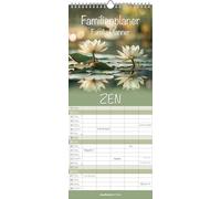Alpha Edition - Zen 2026 - Calendrier familial 19,5 x 45 cm - 5 colonnes pour les rendez-vous - Planning mural avec jours fériés (DE/AT/CH) - 4 langues - Avec photos de la nature - Beaucoup d'espace