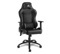 Alpha Gamer Atena Chaise de gaming ergonomique en cuir PU, accoudoirs réglables, coussin cervical et lombaire, base en métal, 150 kg, noir