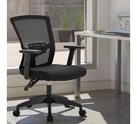 ALPHA HOME Chaise de bureau ergonomique en maille avec dossier moyen en maille respirante et accoudoirs réglables