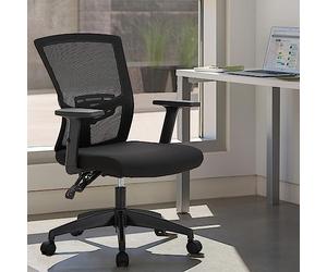 ALPHA HOME Chaise de bureau ergonomique en maille avec dossier moyen en maille respirante et accoudoirs réglables