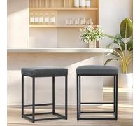 ALPHA HOME Lot de 2 tabourets de bar avec repose-pieds, chaises de cuisine en PU, tabouret sans dossier, tabouret de comptoir, tabouret de bistro, pour salle à manger intérieure extérieure, bar à