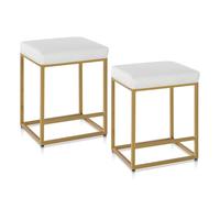 ALPHA HOME Lot de 2 tabourets de bar avec repose-pieds Noir Chaise de bar sans dossier Tabouret de bar en similicuir Hauteur d'assise 61 cm Tabourets de bar avec dossier ouvert doté d'un coussin épais