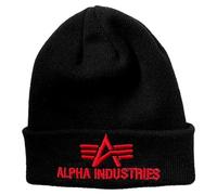 Alpha Industries 3D Bonnet tricoté en Acrylique pour Hommes Black/Red