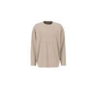 Alpha Industries Alpha Essentials Rubber Logo Loose Longsleeve Manches longues pour homme Taille S - Beige