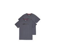 Alpha Industries Alpha Label T-Shirt 2 Pack pour homme Taille 2XL - Gris foncé/Noir