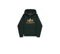 Alpha Industries Basic Big Logo Hoodie pour homme Taille XL - Vert pétrole