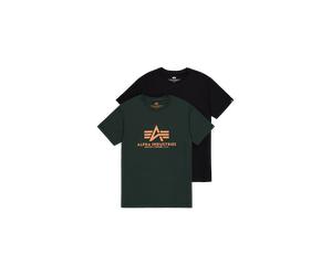 Alpha Industries Basic Big Logo T-Shirt 2 Pack pour homme Taille 3XL - Noir/Essence foncée