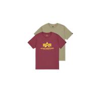 Alpha Industries Basic Big Logo T-Shirt 2 Pack pour homme Taille 3XL - Olive/Bourgogne
