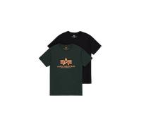 Alpha Industries Basic Big Logo T-Shirt 2 Pack pour homme Taille S - Noir/Essence foncée