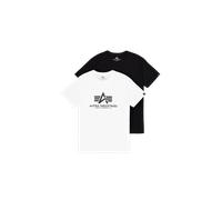 Alpha Industries Basic Big Logo T-Shirt 2 Pack pour homme Taille XS - Noir/Blanc