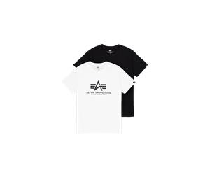 Alpha Industries Basic Big Logo T-Shirt 2 Pack pour homme Taille XS - Noir/Blanc