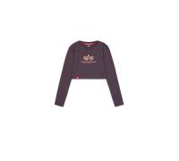 Alpha Industries Basic Cropped Longsleeve Manches longues pour femme Taille S - Prune