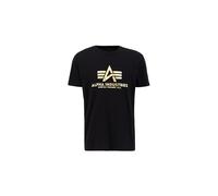 Alpha Industries Basic T-Shirt Foil Print pour Hommes, Black/Yellow Gold