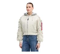 Alpha Industries - Bomber léger à capuche court - Femme - Vestes - Gris - Taille: 38 FR