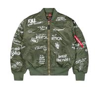Alpha Industries - Bomber Style Militaire avec Graphiques Uniques - Homme - Vestes - Vert - Taille: M