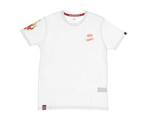 Alpha Industries - Flame Tee Hot Wheels T-Shirt - Homme - Tops - Blanc - Taille: S
