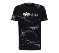 Alpha Industries, Homme, Tops, Noir, Taille: M T-shirt Lightning AOP