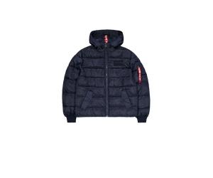 Alpha Industries Hooded Puffer Alpha Faux Down Doudoune pour homme Taille 3XL - Bleu