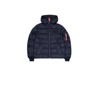 Alpha Industries Hooded Puffer Alpha Faux Down Doudoune pour homme Taille M - Bleu