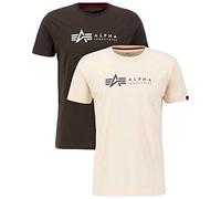 Alpha Industries Indutries Alpha Label T 2 Pack T-Shirt pour Homme, Black Olive/Jet Stream White