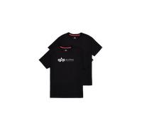 Alpha Industries Label Print T-Shirt 2 Pack pour homme Taille L - Noir