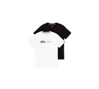 Alpha Industries Alpha Label Short Sleeve T-shirt 2 Units Blanc,Noir S Homme
