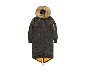 Alpha Industries Long Fishtail Veste polaire pour femme Black Olive XS