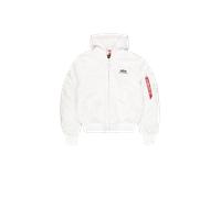 Alpha Industries MA-1 Zip Hood Backprint Slim Veste bombers pour homme Taille L - Blanc/Noir