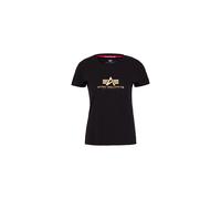 Alpha Industries New Basic Foil Print T-Shirt pour femme Taille XS - Noir/Or