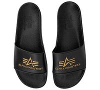 Alpha Industries Slider Tongs Confortables pour Hommes Plate-Forme, Black/Yellow Gold, 45 EU