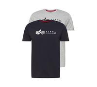 Lot de 2 t-shirts à motif d'étiquettes ALPHA INDUSTRIES pour homme - Gris - Manches courtes - Coton S