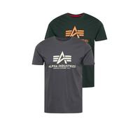 ALPHA INDUSTRIES T-Shirt gris / sapin / orange clair / blanc, Taille L