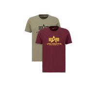 Alpha Industries Basic Big Logo T-Shirt 2 Pack pour homme Taille 2XL - Olive/Bourgogne