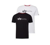 Alpha Industries Alpha Label T-Shirt 2 Pack pour homme Taille S - Noir/Blanc