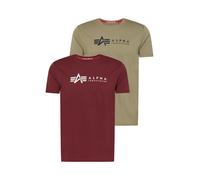 Alpha Industries Alpha Label T-Shirt 2 Pack pour homme Taille M - Olive/Bourgogne