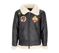 Alpha Industries - Veste en cuir éco-style aviateur avec fourrure - Homme - Vestes - Noir - Taille: M