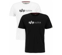 Alpha Industries Alpha Label Short Sleeve T-shirt 2 Units Blanc,Noir XL Homme