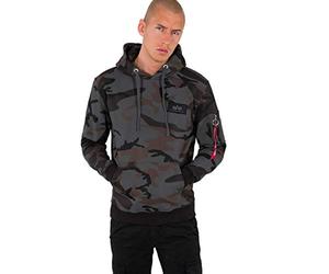 Alpha Indutries Back Print Hoody Camo Sweat à Capuche pour Homme Black Camo