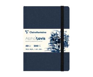 Alpha Lavis carnet cousu 40F A6 300g - Bleu