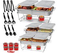 Alpha Living 70027 33-Pcs Disposable Chaffing Buffet With Covers, Utensils, 6Hr Fuel Cans - Premium Chafing Dish Set for Events, Parties, Restauration