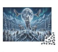 Alpha LoupPuzzle DIY 1000 Pièces en Carton Épais Montagne enneigée sous Les aurores boréales pour Amateurs De Puzzles Relaxation Mentale Renforcement Familial 70x50cm/1000pcs