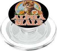 Alpha Mâle Chaton Fleurs Arcs-en-Ciel - Alpha Mâle PopSockets PopGrip pour MagSafe