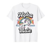 Alpha Male Unicorn Rainbow Y2K Humor Gift Retro T-Shirt