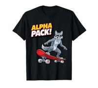 Alpha Pack Wolf Skater Cool Urban Animal T-Shirt