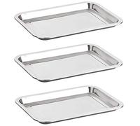 Alpha-Stahl Plateau de service en acier inoxydable 32 x 22 cm - Plateaux polis pour la restauration et la maison - également comme plat de nourriture (lot de 2 ou de 3)