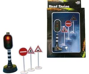 Alpha Toys Série Road - Feux de circulation avec 3 panneaux de signalisation