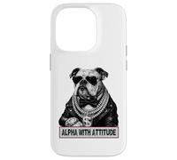 Alpha with Attitude - Dapper Bulldog Boss Canine Swagger Coque pour iPhone 14 Pro