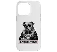 Alpha with Attitude - Dapper Bulldog Boss Canine Swagger Coque pour iPhone 14 Pro Max