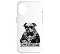 Alpha with Attitude - Dapper Bulldog Boss Canine Swagger Coque pour iPhone 16