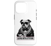 Alpha with Attitude - Dapper Bulldog Boss Canine Swagger Coque pour iPhone 16 Pro